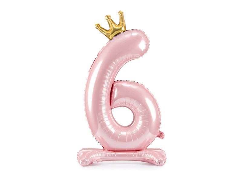Folie Ballon Cijfer 6 Lichtroze Standaard Leeg 84cm van Partydeco koop je bij Partywinkel