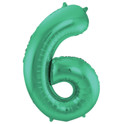 Folie Ballon Cijfer 6 Mat Groen XL 86cm leeg van Folat koop je bij Partywinkel