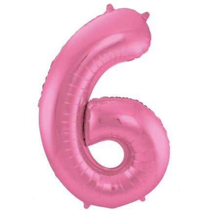 Folie Ballon Cijfer 6 Mat Roze XL 86cm leeg van Folat koop je bij Partywinkel