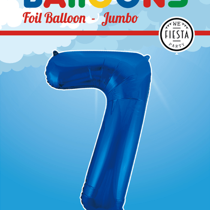 Folie Ballon Cijfer 7 Blauw XL 86cm leeg van WeFiesta koop je bij Partywinkel