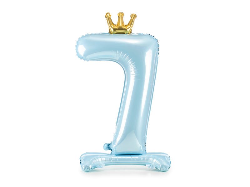 Folie Ballon Cijfer 7 Lichtblauw Standaard Leeg 84cm van Partydeco koop je bij Partywinkel