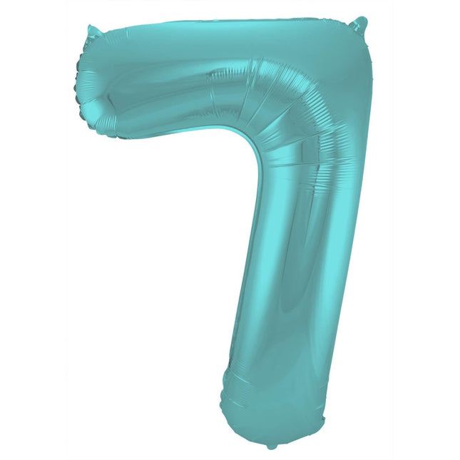 Folie Ballon Cijfer 7 Pastel Mintgroen XL 86cm leeg van Folat koop je bij Partywinkel