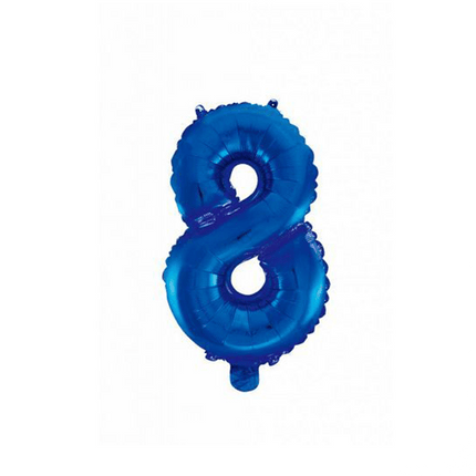 Folie Ballon Cijfer 8 Blauw 41cm met Rietje van WeFiesta koop je bij Partywinkel