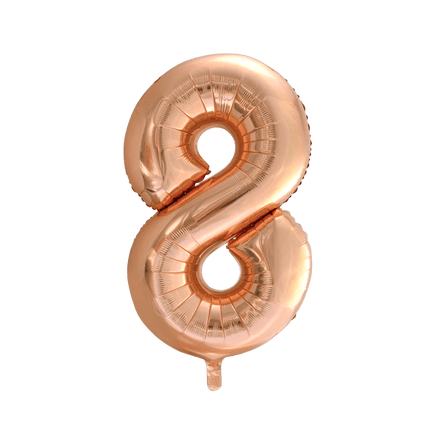 Folie Ballon Cijfer 8 Rose Goud XL 86cm leeg van WeFiesta koop je bij Partywinkel