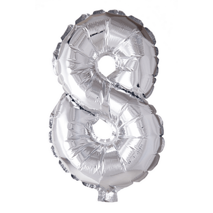 Folie Ballon Cijfer 8 Zilver XL 86cm leeg van WeFiesta koop je bij Partywinkel