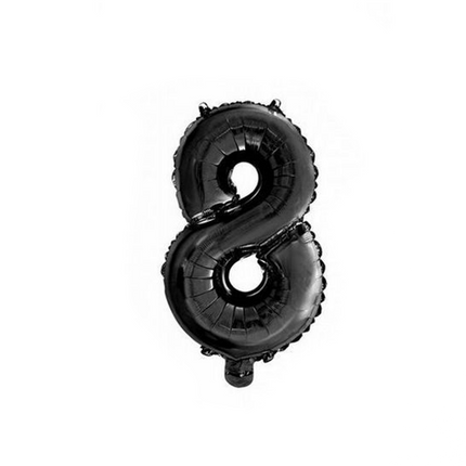 Folie Ballon Cijfer 8 Zwart 41cm met Rietje van WeFiesta koop je bij Partywinkel