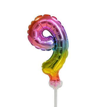 Folie Ballon Cijfer 9 Regenboog 13cm leeg van WeFiesta koop je bij Partywinkel