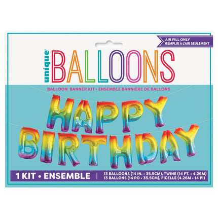 Folie Ballon Happy Birthday Regenboog Leeg 4,31m van Unique koop je bij Partywinkel