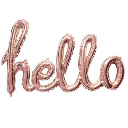 Folie Ballon Hello Rose Goud 1,19m leeg van WeFiesta koop je bij Partywinkel