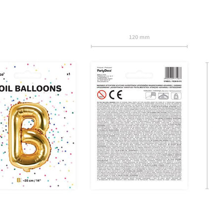 Folie Ballon Letter B Goud Leeg 35cm van Partydeco koop je bij Partywinkel