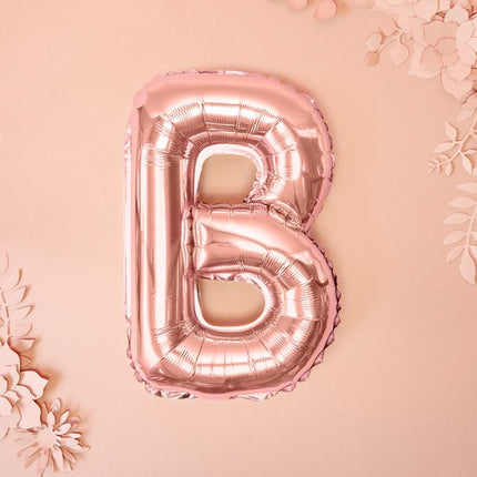 Folie Ballon Letter B Rose Goud Leeg 35cm van Partydeco koop je bij Partywinkel