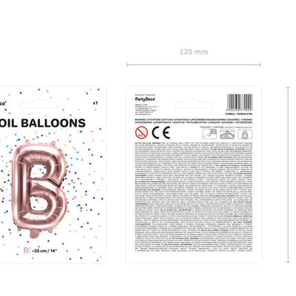 Folie Ballon Letter B Rose Goud Leeg 35cm van Partydeco koop je bij Partywinkel
