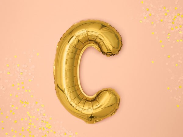 Folie Ballon Letter C Goud Leeg 35cm van Partydeco koop je bij Partywinkel