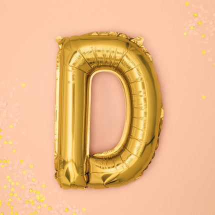 Folie Ballon Letter D Goud Leeg 35cm van Partydeco koop je bij Partywinkel