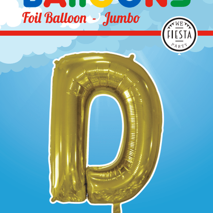 Folie Ballon Letter D Goud XL 102cm leeg van WeFiesta koop je bij Partywinkel