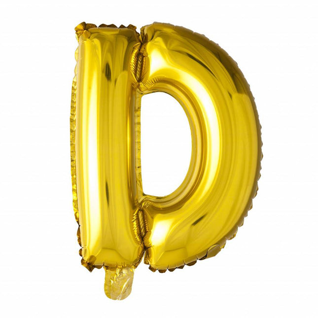 Folie Ballon Letter D Goud XL 102cm leeg van WeFiesta koop je bij Partywinkel