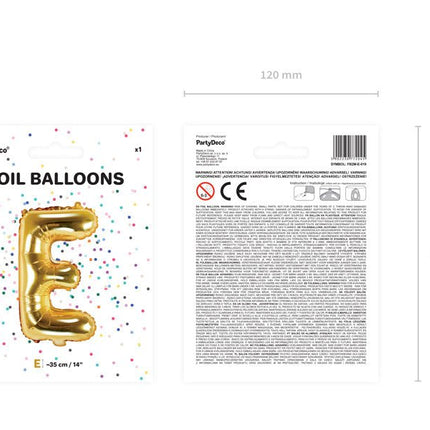 Folie Ballon Letter E Goud Leeg 35cm van Partydeco koop je bij Partywinkel