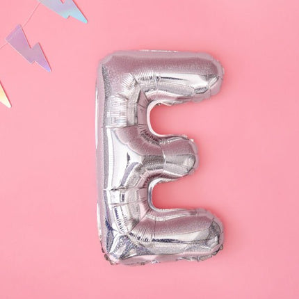 Folie Ballon Letter E Holografisch Leeg 35cm van Partydeco koop je bij Partywinkel