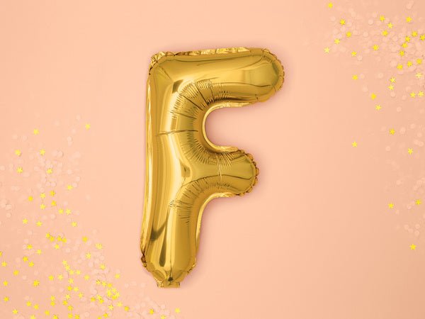 Folie Ballon Letter F Goud Leeg 35cm van Partydeco koop je bij Partywinkel