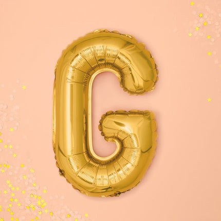 Folie Ballon Letter G Goud Leeg 35cm van Partydeco koop je bij Partywinkel