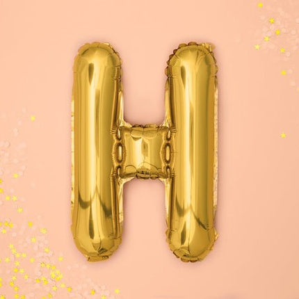Folie Ballon Letter H Goud Leeg 35cm van Partydeco koop je bij Partywinkel