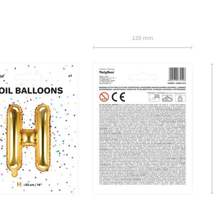 Folie Ballon Letter H Goud Leeg 35cm van Partydeco koop je bij Partywinkel