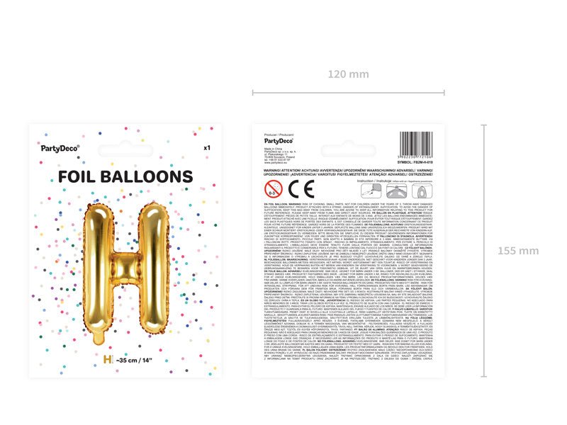 Folie Ballon Letter H Goud Leeg 35cm van Partydeco koop je bij Partywinkel