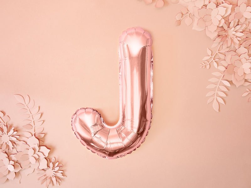 Folie Ballon Letter J Rose Goud Leeg 35cm van Partydeco koop je bij Partywinkel
