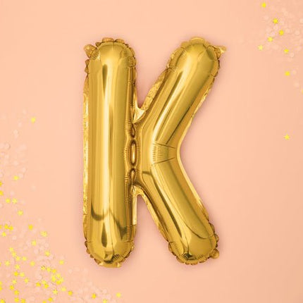Folie Ballon Letter K Goud Leeg 35cm van Partydeco koop je bij Partywinkel