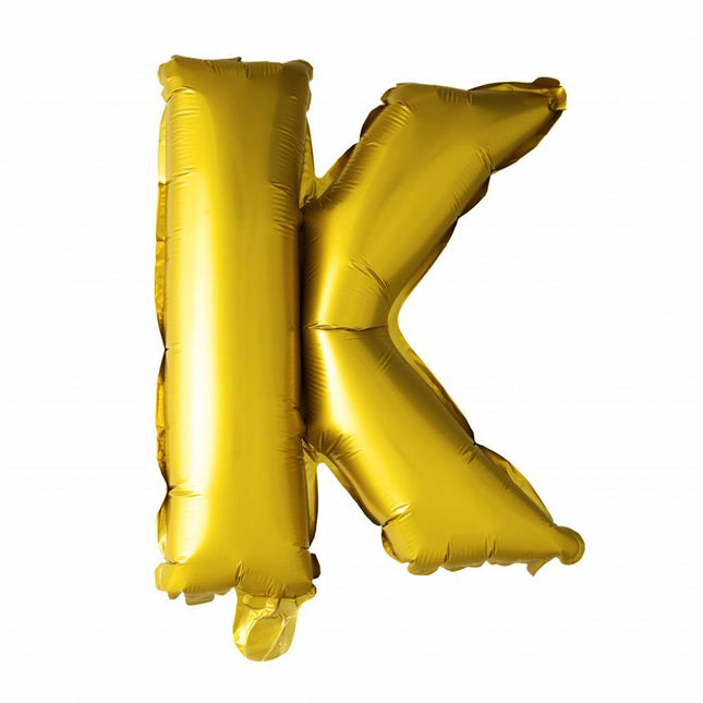 Folie Ballon Letter K Goud XL 102cm leeg van WeFiesta koop je bij Partywinkel