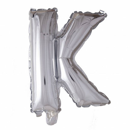 Folie Ballon Letter K Zilver 41cm met Rietje van WeFiesta koop je bij Partywinkel