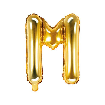 Folie Ballon Letter M Goud Leeg 35cm van Partydeco koop je bij Partywinkel