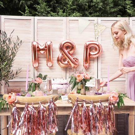 Folie Ballon Letter M Rose Goud Leeg 35cm van Partydeco koop je bij Partywinkel