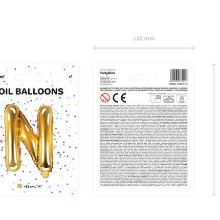 Folie Ballon Letter N Goud Leeg 35cm van Partydeco koop je bij Partywinkel