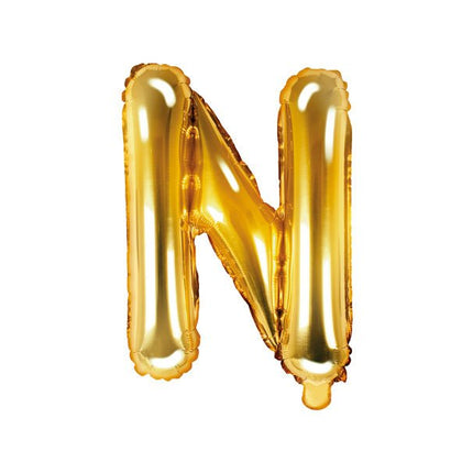 Folie Ballon Letter N Goud Leeg 35cm van Partydeco koop je bij Partywinkel