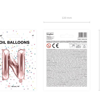 Folie Ballon Letter N Rose Goud Leeg 35cm van Partydeco koop je bij Partywinkel