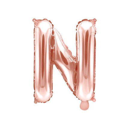 Folie Ballon Letter N Rose Goud Leeg 35cm van Partydeco koop je bij Partywinkel