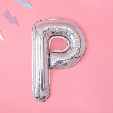 Folie Ballon Letter P Holografisch Leeg 35cm van Partydeco koop je bij Partywinkel