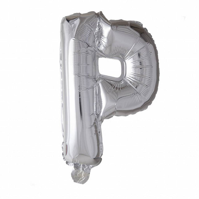 Folie Ballon Letter P Zilver XL 102cm leeg van WeFiesta koop je bij Partywinkel