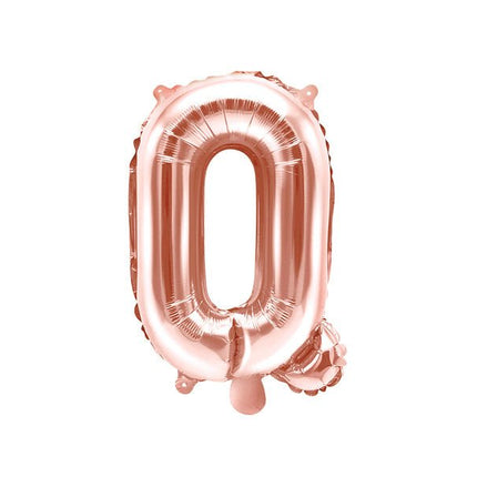 Folie Ballon Letter Q Rose Goud Leeg 35cm van Partydeco koop je bij Partywinkel