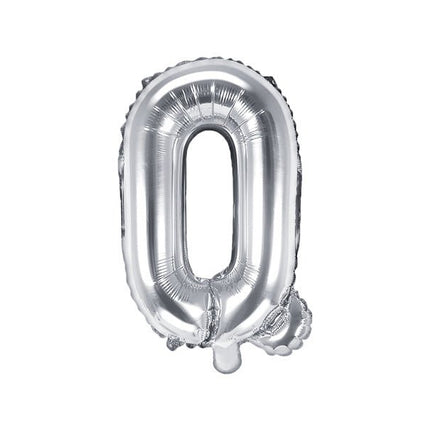 Folie Ballon Letter Q Zilver Leeg 35cm van Partydeco koop je bij Partywinkel