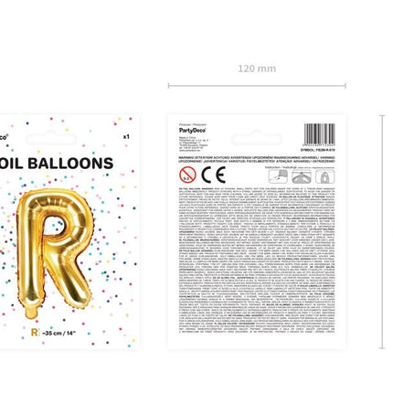 Folie Ballon Letter R Goud Leeg 35cm van Partydeco koop je bij Partywinkel