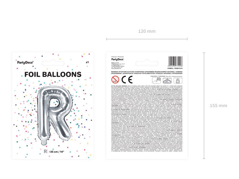 Folie Ballon Letter R Zilver Leeg 35cm van Partydeco koop je bij Partywinkel