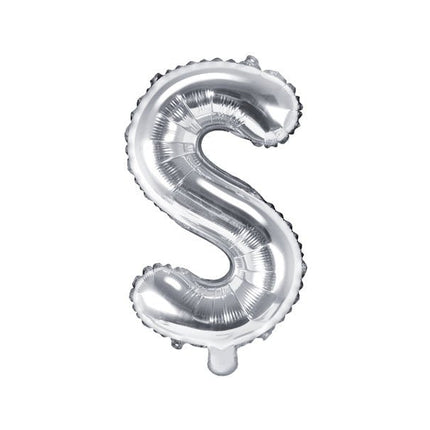 Folie Ballon Letter S Zilver Leeg 35cm van Partydeco koop je bij Partywinkel
