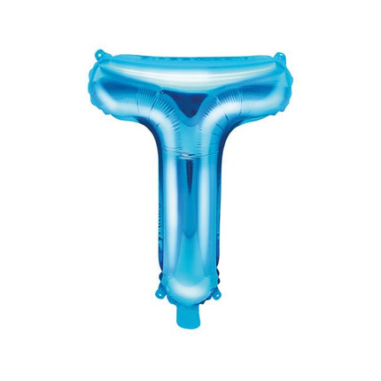 Folie Ballon Letter T Blauw Leeg 35cm van Partydeco koop je bij Partywinkel