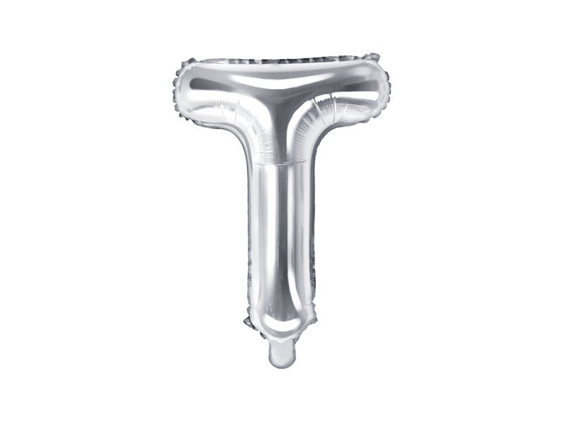 Folie Ballon Letter T Zilver Leeg 35cm van Partydeco koop je bij Partywinkel