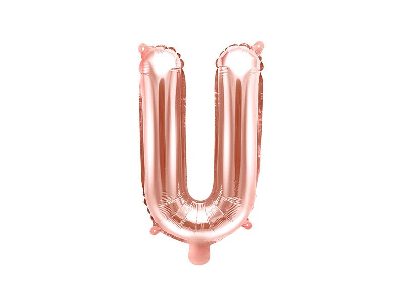 Folie Ballon Letter U Rose Goud Leeg 35cm van Partydeco koop je bij Partywinkel
