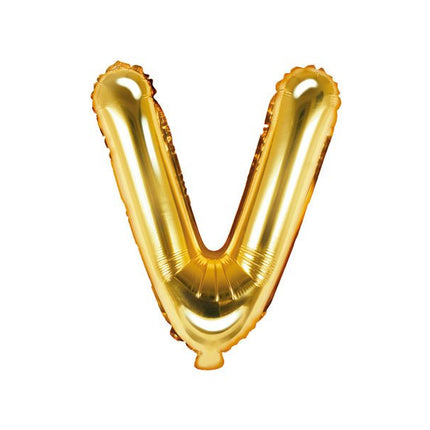 Folie Ballon Letter V Goud Leeg 35cm van Partydeco koop je bij Partywinkel
