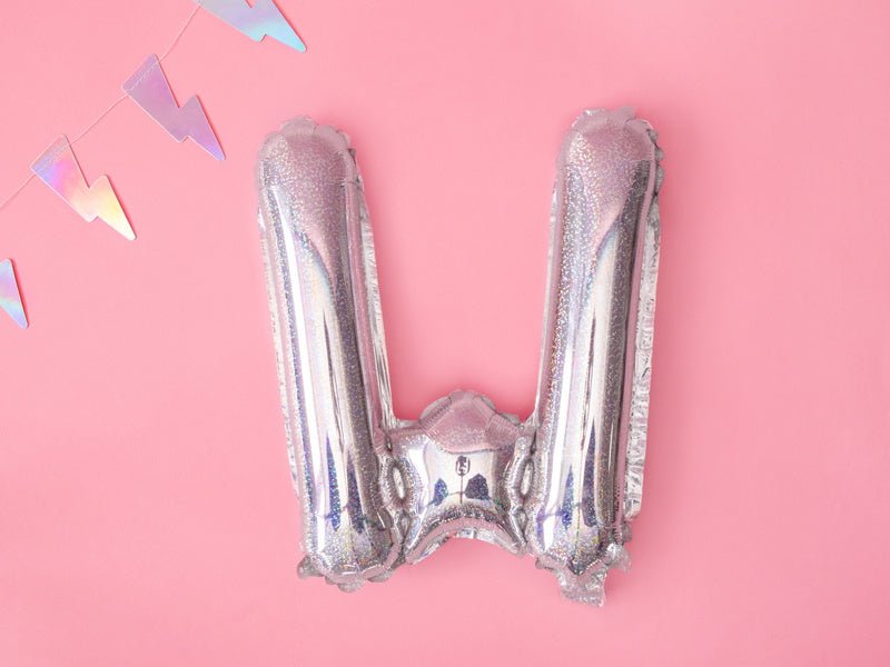 Folie Ballon Letter W Holografisch Leeg 35cm van Partydeco koop je bij Partywinkel