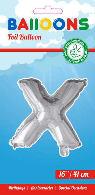 Folie Ballon Letter x Zilver 41cm met Rietje van WeFiesta koop je bij Partywinkel